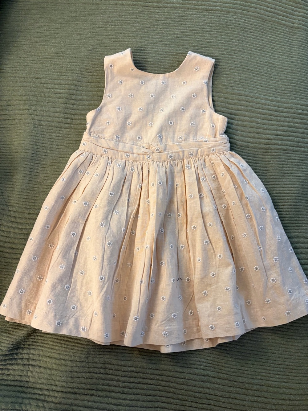 NEXT Girls Floral Embroidered Sleeveless Dress - Cream